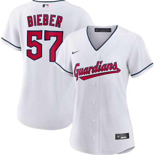 Women's Cleveland Guardians Shane Bieber Cool Base Replica Home Jersey - White