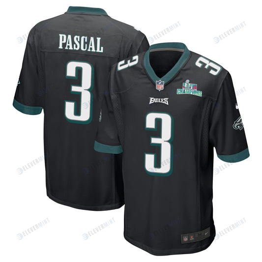 Zach Pascal 3 Philadelphia Eagles Super Bowl LVII Champions Men Game Jersey - Black