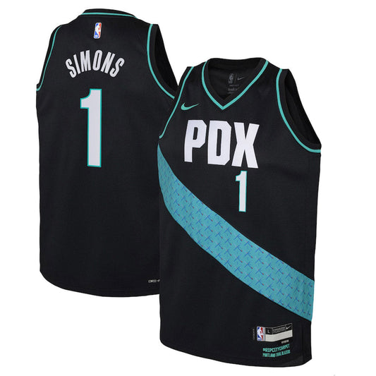 Youth Portland Trail Blazers Anfernee Simons City Edition Jersey - Black