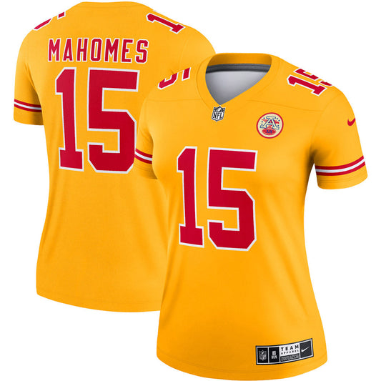 Women's Kansas City Chiefs Patrick Mahomes Inverted Legend Jersey Gold